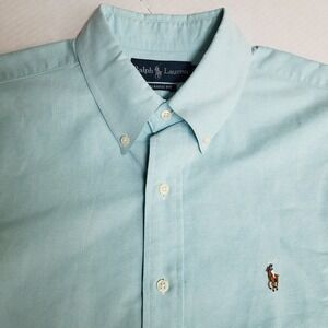 Ralph Lauren 16.5 34-35 Classic Fit Light Blue/Green Oxford Button Down Shirt